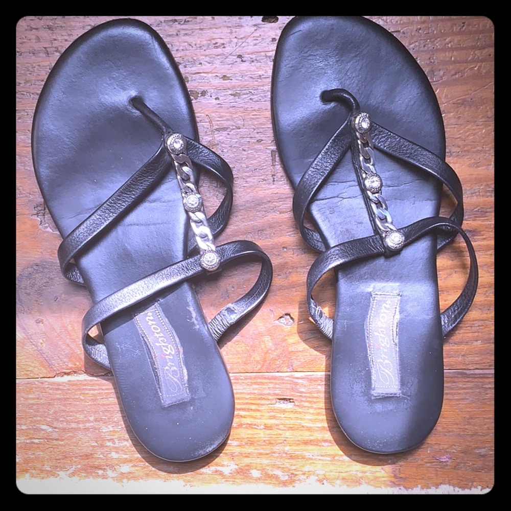 Brighton Black Sandals with jewelry EUC